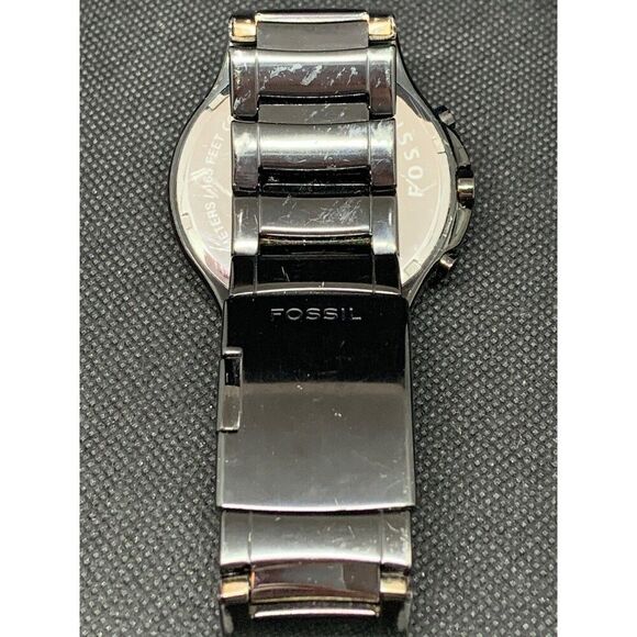 Fossil FS4344 Unisex Watch Diamond Analog Stainless Steel Black Bracelet O675 - Picture 7 of 8